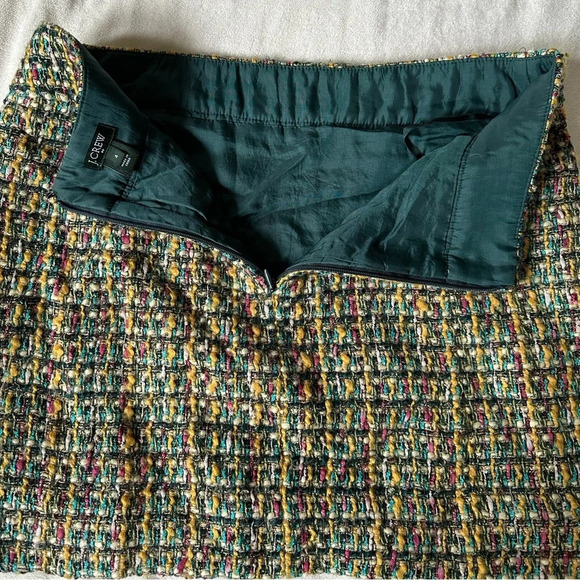 J. Crew Factory Tweed Gold Zip Mini Skirt Size 4 Preppy - Picture 6 of 8